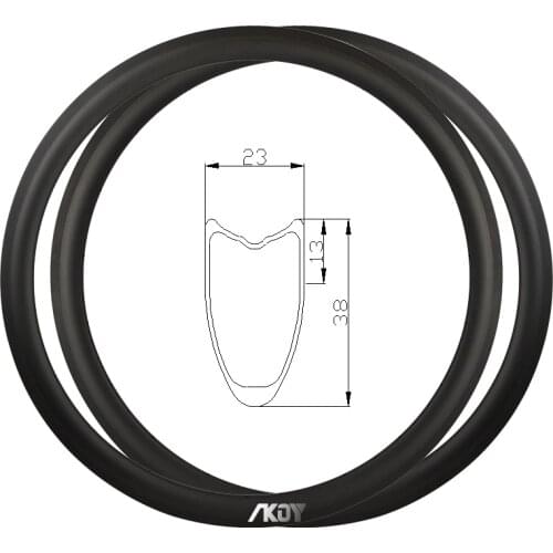 Bicycle Wheels 700c Tutular 38mm Depth 23mm Width Carbon Bicycle Rim 700c V Brake 20/24H with Basalt Brake Line Road Bike Rims