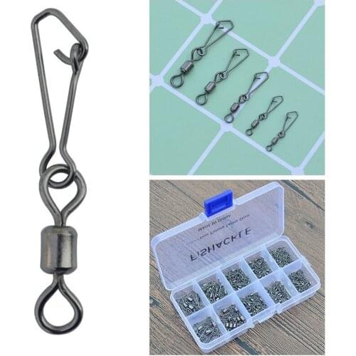Fishing Swivel with Snap 150pcs/set Rolling Fishing Swivel with Hooked Snap Stainless Steel Fishing Clips Connector Accessories