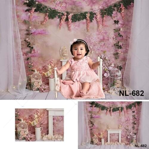 Cherry Blossoms Backdrop for Photography Spring Garden Flower Watercolor Pink Photo Background Wallpaper Baby Shower Party Decor