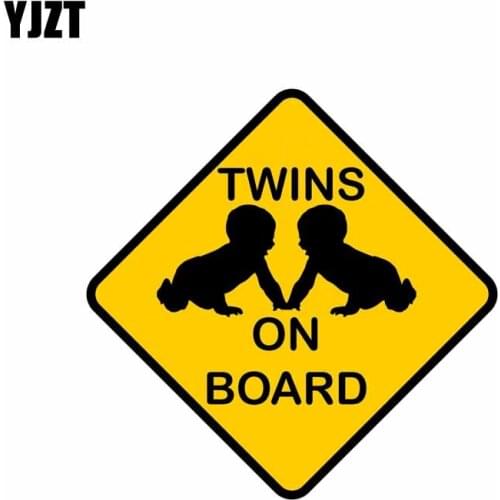 YJZT 13.1CM*13.1CM TWINS ON BOARD Car Sticker Lovely Baby Decal PVC 12-40007