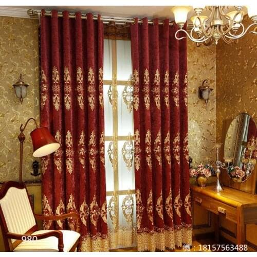 2017 Red color Curtain For Living Room adults Bedroom Golden embroidery Curtain Curtains Cloth Tulle Cortinas