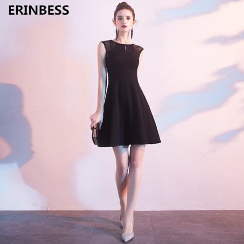 Vestidos De Gala Vintage Scoop Mini Black Prom Dresses Evening Vestido De Festa Sleeveless A-line Short Prom Dress Gowns 2019