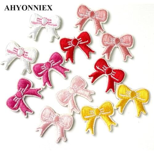 10pcs/Lot Small Bowknot Patch Embroidery Sticker Iron On Patches for Clothing Applique Embroidery DIY Clothing Accessories