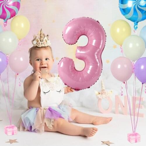 18pcs Pink numbers Balloon column kids birthday Decorations Baby Shower Latex Balloon wedding party decora unicorn supplies