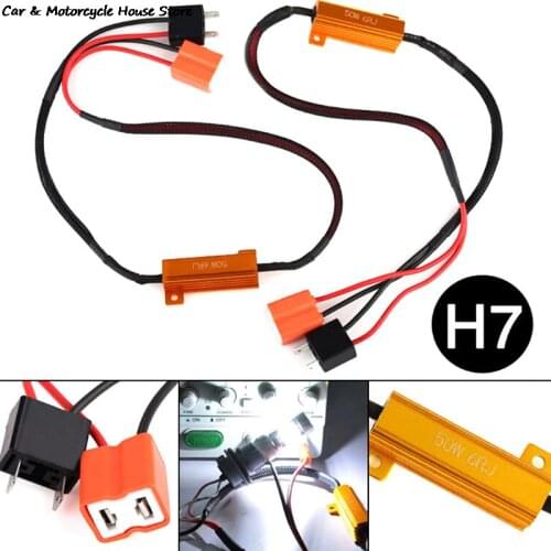 2Pcs 50W H7/9005/9006 Car Load Resistor Error Canceller LED Decoder Canbus Free Wiring Canceller Decoder Light