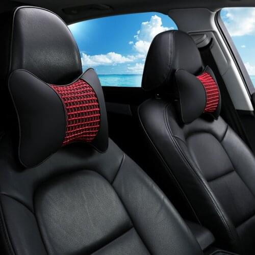 2PCS leather plus ice silk car neck pillow neck brace head by breathable car pillow neck pillow car styling accessories