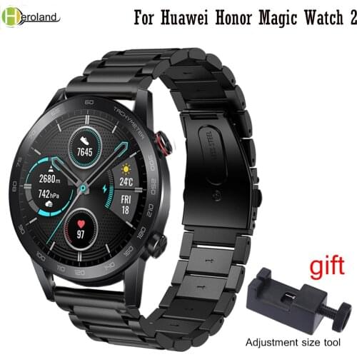 22mm Watch Strap Stainless Steel for Huawei Honor Magic Watch 2 46mm Quick Release Watchband For Samsung Gear S3 Wristband +Tool