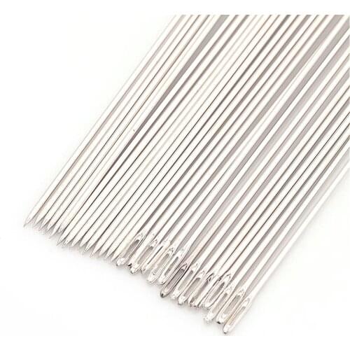 5 Bags Steel Beading Needles for Sewing Leather, Nickel Color, about 0.7mm thick, 121mm long, approx 34pcs-38pcs/bag