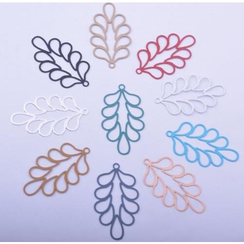 50pcs AC10716 32*18 mm Painted Brass Flower Charm DIY Jewelry Earring Findings