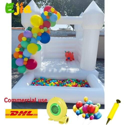 Commercial Kid Jumping Party White Inflatable Wedding Bounce House With Ball Pits Bouncy Castle House For Outdoor Fun