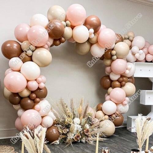 Wedding Birthday Party Decor Double Cream Peach Apricot Coffee Latex Balloon Garland Arch Holiday Event Baby Shower Decoration