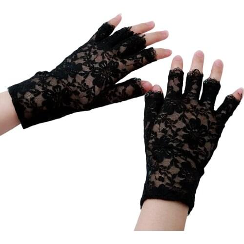 Hot Sale Sailor Dance Fingerless Womens Sexy Lace Gloves Mittens For Bride Ladies Half Finger Fishnet Gloves Mitten Handschoenen