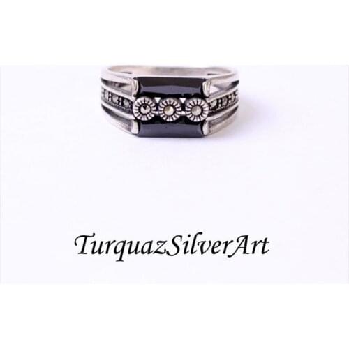 Handmade Mans Black Zircon Gemstone Ring, Mans 925 Silver Ring, Zircon Ring, Silver Handmade Ring