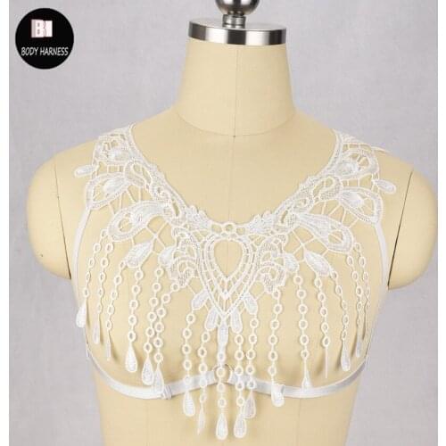 Lace harness and elastic strap cage frame bra body harness lingerie lace crop top bondage lingerie harness cage bra