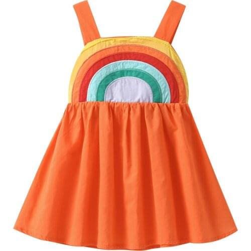Baby Girl Rainbow Sling Summer Princess Cartoon Cat Dress for Girls Children Child Rainbow Cute Girls Clothes Vestidos Clothing