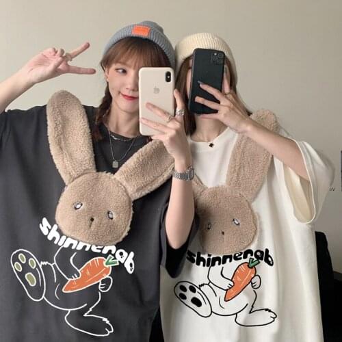 Summer Fashion Hong Kong-style Retro Short-sleeved T-shirt Heavy Industry Animal Embroidery Harajuku Top Tees