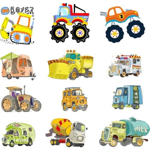 Hippie Locomotive Patch Heat Transfer Vinyl Iron-On Transfers For Clothing Car Flowers Thermal Stickers On Clothing DIY Applique