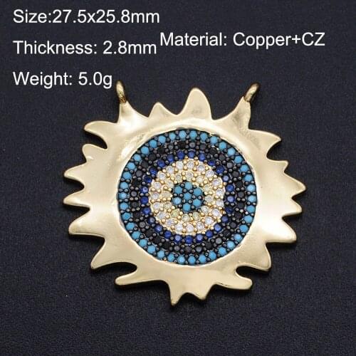 Lyvior Gold Zircon Accessories Blue CZ Pendant Evil Eye for Women Party Gift DIY Necklace Pendants Charms Jewelry Findings