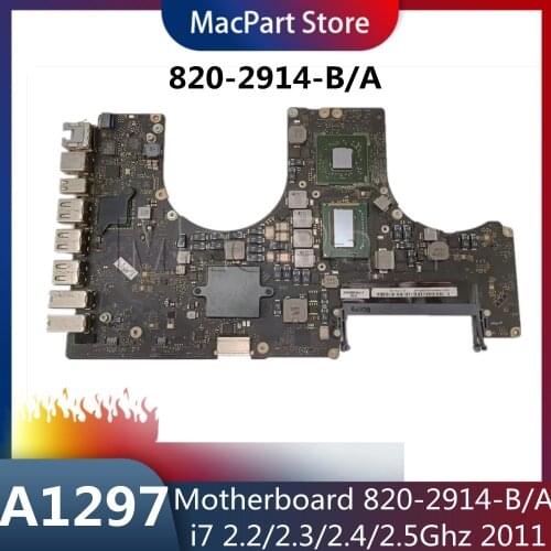 661-6176 for Macbook pro 17" A1297 1297 2011 Year 820-2914-B/A i7 2.4Ghz Logic board Motherboard EMC 2352-1 EMC 2564