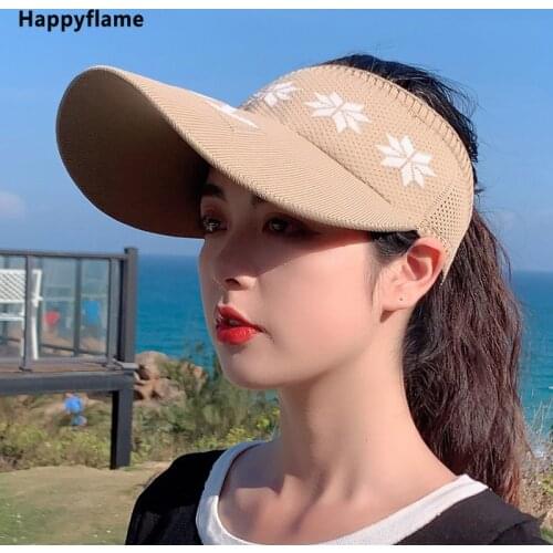 Fashion Breathable Empty Top Hat Outdoor Sunscreen Sun Hat Visor Hat Elastic Adjustable Golf Tennis Girl Baseball Cap Sports Hat