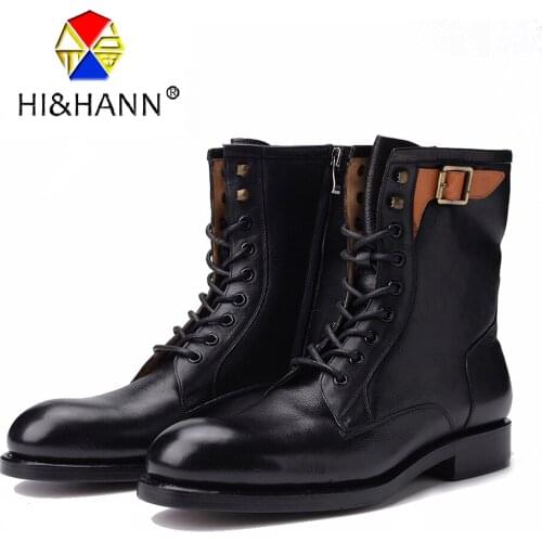 Fashion buckle Men Riding Equestrian Boots Black and Red Motorcycle Boot Goodyear handmade Boots Size US 6-13 Free shipping