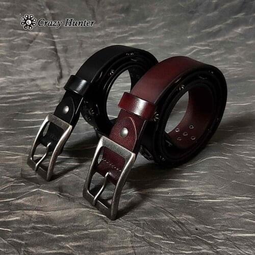 Biker Rock Star Rivet 38MM Pin Buckle Men Leather Belt Waistband