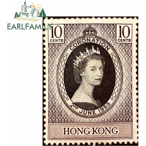 EARLFAMILY 13cm x 9.6cm for File Queen Elizabeth II Coronation Stamp Funny Car Sticker Scratch-proof Laptop Windows Decals