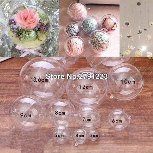 New 10 Pairs Christmas Tress Xmas Decor Home Ball Transparent Open Plastic Clear Bauble Ornament Gift Present Box Decoration