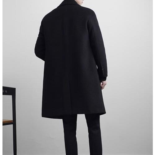 New 2020 winter jacket men woolen coat Thick Long manteau homme Male Turn Dowan Collar Wool Coat Men Outwear LX773