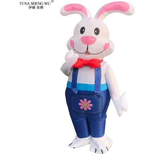 New Adult Cute Rabbit Bunny Inflatable Costumes Halloween Cosplay Costume Party Christmas Stage Performance Clothes Man Woman