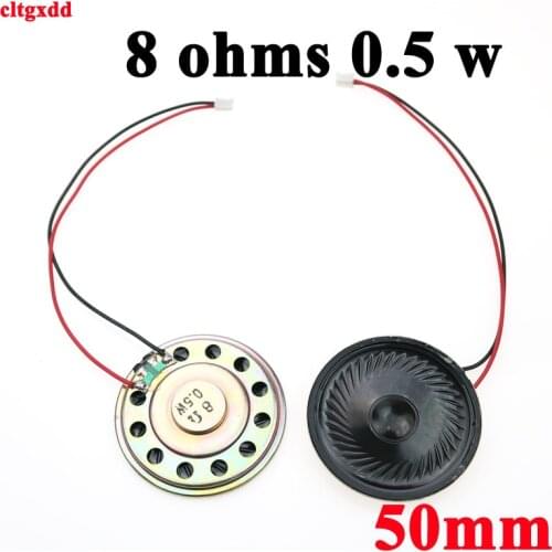 2pcs New Ultra-thin speaker 8 ohms 0.5 watt 0.5W 8R speaker Diameter 50MM 5CM thickness 5MM with PH2.0 terminal wire length 10