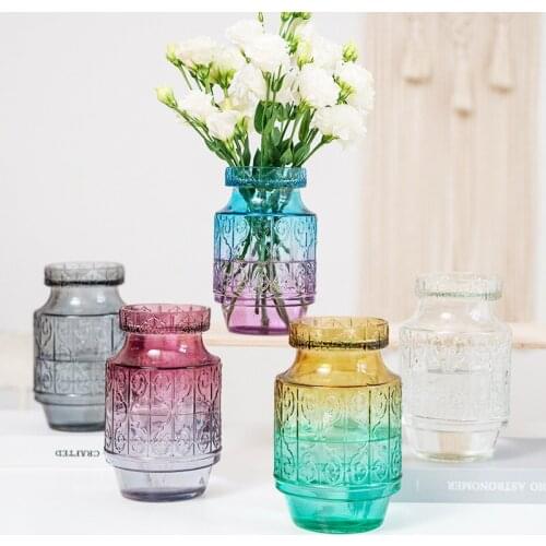 New Madrid color retro vase American country embossed glass vase decoration