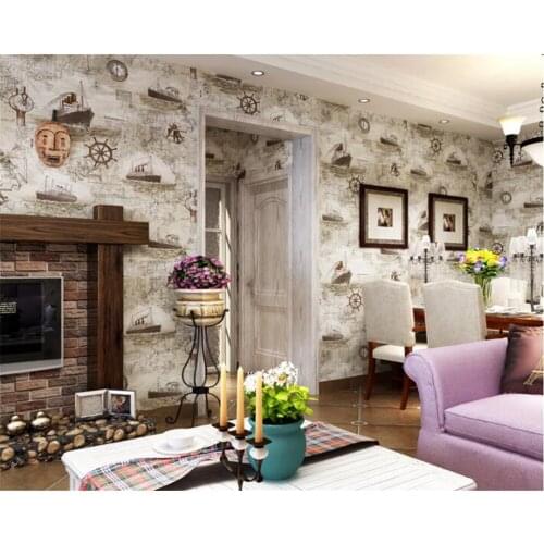 Beibehang papel de parede Mediterranean Fashion Style Nonwovens 3d Wallpaper Kids Room Bedroom Sailing Background Wall tapety