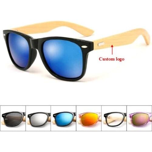 Wholesale Custom Logo Bamboo Arms Sunglasses Men Wooden Sunglasses Women Original Wood Sun Glasses Customerized 50 pcs/set