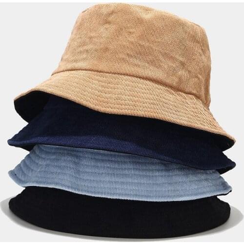 Autumn Winter Bucket Hat Solid Fisherman Hat Corduroy Sun Hat Reversible Hip-Hip Cap Foldable Cheapu Hunting Hat Fishing Cap