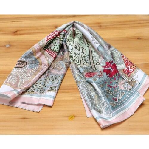 100% Silk Head Scarves Women Autumn Fashion Print Wraps Foulard Shawl Square 35"