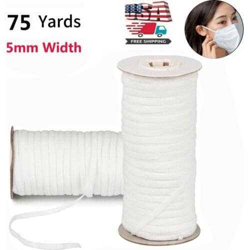 75 Yards Length DIY Braided Sewing Elastic Band Cord Knit Band Sewing 5mm masks high elastic flat rubber band waist only masks