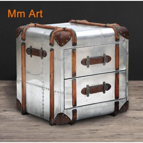 Industrial End Aluminum Side Table with Storage Shelf Easy Assembly Metal Look Accent Furniture Bedroom Beside Table