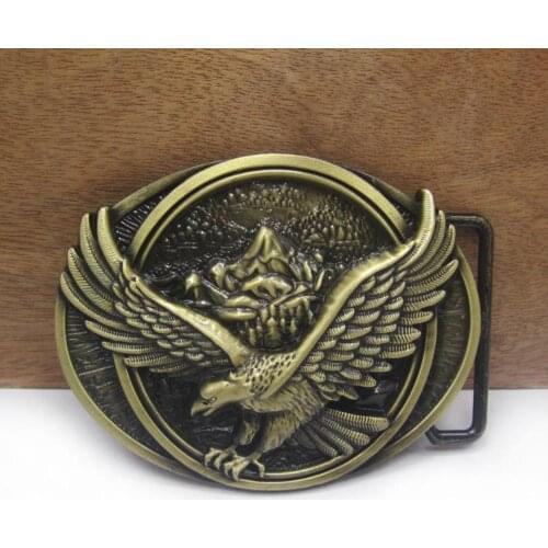 BuckleClub zinc alloy flying eagle belt buckle western jeans gift belt buckle FP-03340-1 ANTIQUE BRASS FINISH drop shipping