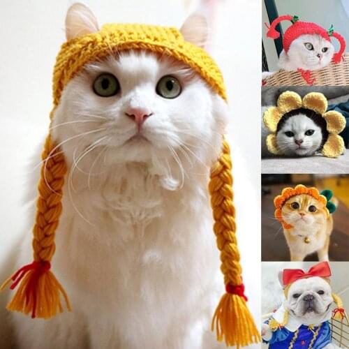 Cat Dog Puppy Animal Christmas Hat Xmas Knit Hat Cute Cartoon Handmade Dog Cat Hat Animal Party Costume Cap Pet Decor Accessory