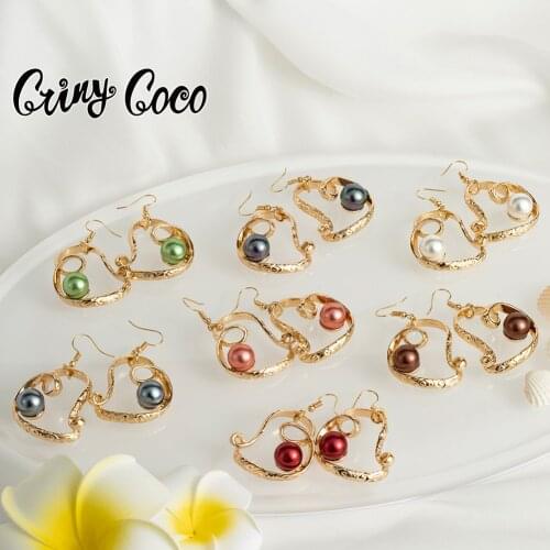 Cring Coco 2021 Heart Drop Earrings Trendy Hawaiian Samoa Marshall Pearl Hangling Earring Jewelry for Women Party Wedding Gifts