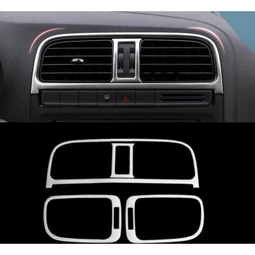 Car Styling Stainless Steel 4pcs/set Interior Air conditioning panel Decorative sequins For VW POLO 2014-2016 Accessory Sequins
