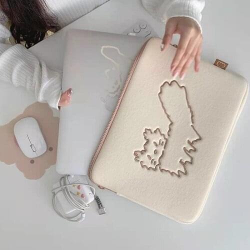 Girls Fashion Soft Ipad Bag 15 13 11 10.5 9.7inch Travel Business Mac Case Cute Korea Cat Women Cute Laptop Bag Damping
