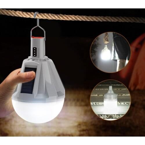 Solar LED Camping Light USB Rechargeable Bulb For Outdoor Tent Lamp Portable Lanterns Emergency Lights For BBQ Hiking Drop ship