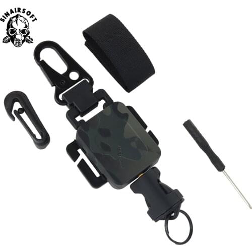 Tactical Pistol Retractable Sling Rotary Nylon Rope Metal Steel Clip Keychain Key Storage Hunting Airsoft Paintball Accessories