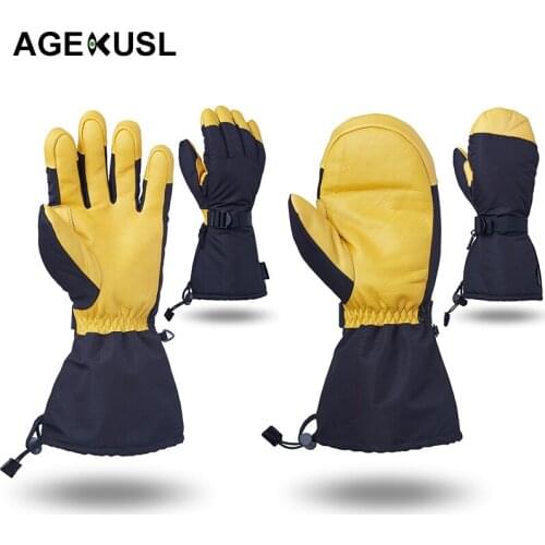 TWTOPSE Winter Cowhide Cycling Gloves Warm Men Women Waterproof Sports MTB MX Bike Bicycle Motorcycle Skating Gloves Accessories