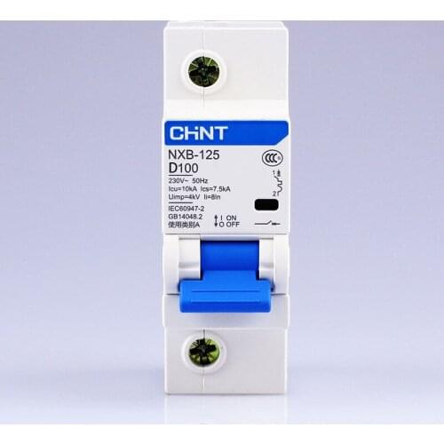 CHINT NXB-125 1P AC 230/400V type D air switch D63 80 100 125A current protector Home main switch disconnector