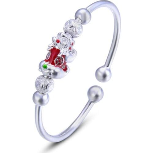 YJAS001766 New Fashion S990 Full Silver Bracelet Women Bead Jewelry Lady Personality Sterling Silver Bangles