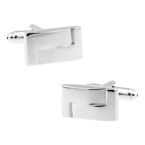 IGame Factory Price Retail Mens Cufflinks Silver Color Brass Material Rectangle Design Cuff Links