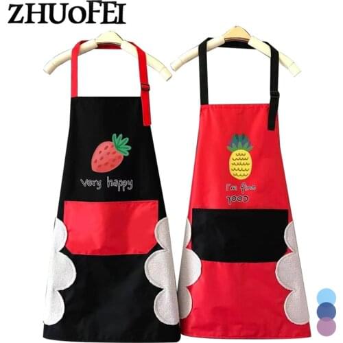 1Pcs Fruit Printed Kitchen Aprons for Women PVC Waterproof Home Cooking Baking Waist Bib Pinafore Cleaning Tools 65*72cm A0008